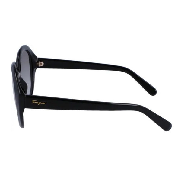 NWT SALVATORE FERRAGAMO 57mm OVAL BLACK SUNGLASSES - Picture 5 of 14